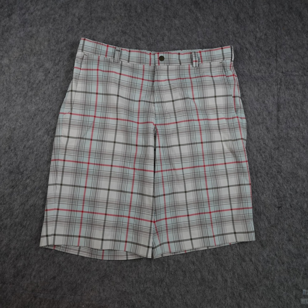 Nike Shorts Mens 34 White Plaid Dri Fit Golf Tech Performance Shorts 509182 377